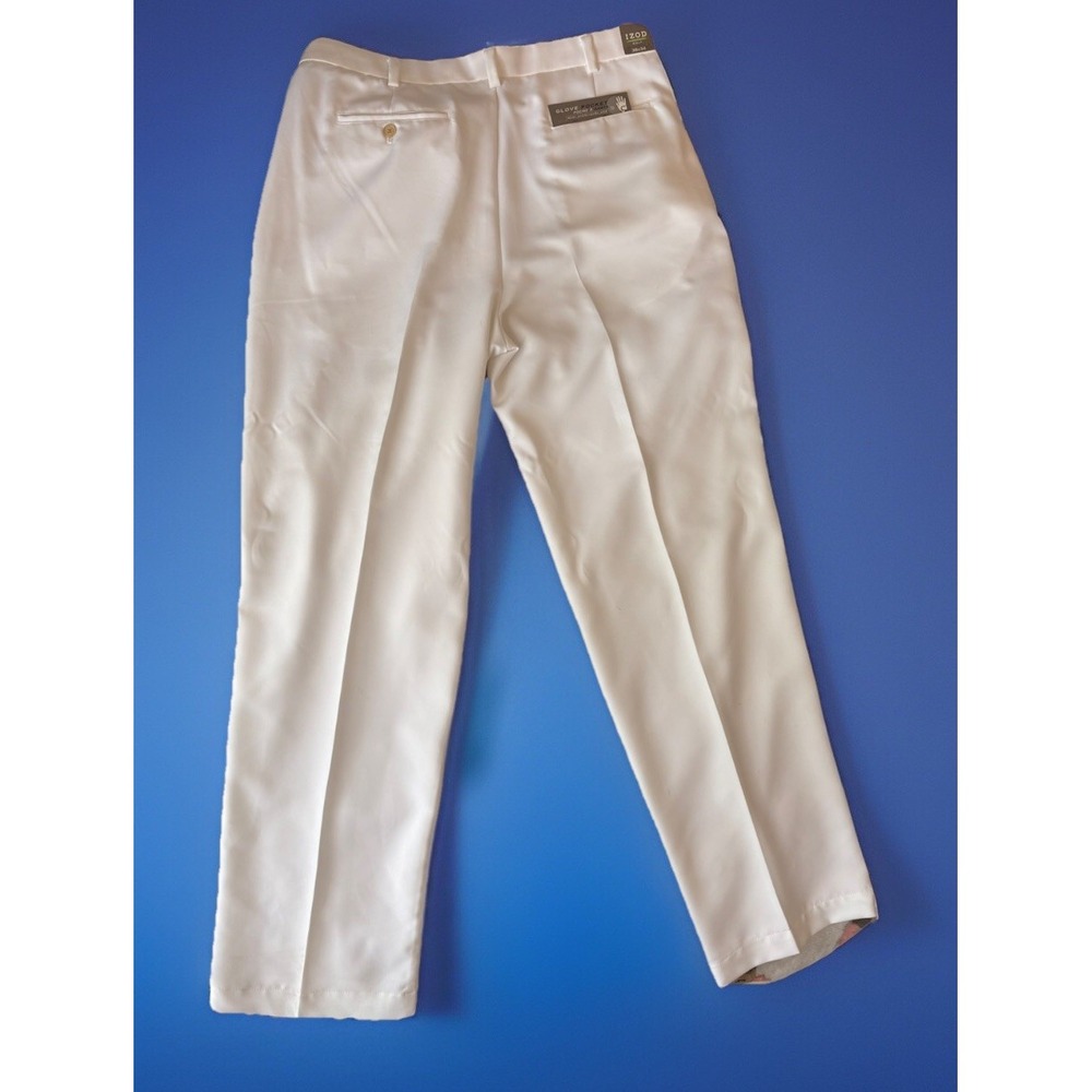 NWT Izod Performance Golf Pants White Flat Front Straight Leg‎ 38x34 $75
